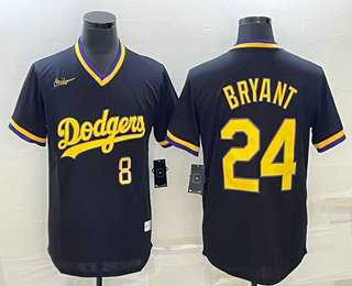 Men%27s Los Angeles Dodgers #8 #24 Kobe Bryant Number Black Stitched Pullover Throwback Nike Jerseys->los angeles dodgers->MLB Jersey